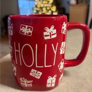Rae Dunn Red 'Holly' Holiday Mug